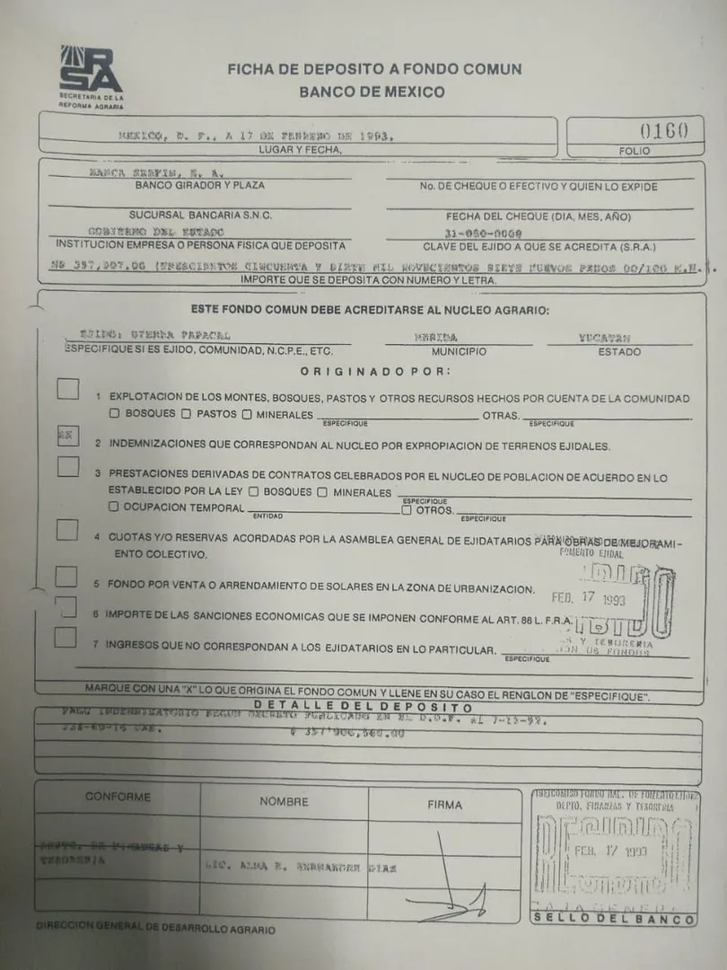 TIERRAS DE SIERRA PAPACAL FUERON INDEMNIZADAS EN 1993