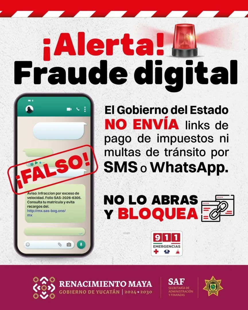 ALERTAN SOBRE MENSAJES FALSOS PARA EL PAGO DE MULTAS E IMPUESTOS